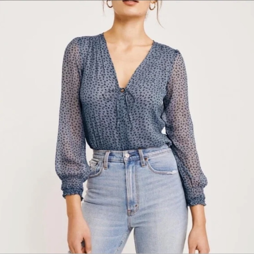 Blue and black Abercrombie blouse bodysuit NWT size small